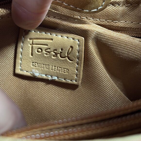 Fossil Genuine Leather Striped Purse Handbag Shoulder Bag Organizer Zip Baguette - Picture 6 of 10